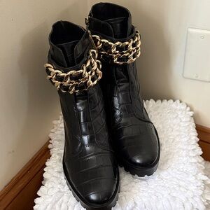 Women's Karl Lagerfeld Black Paris Palmer Combat Boots. Sz 9.5